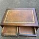 Victorian English extendable coffee table made of solid mahogany and leather.
