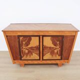 Unique 1950s design marquetry sideboard