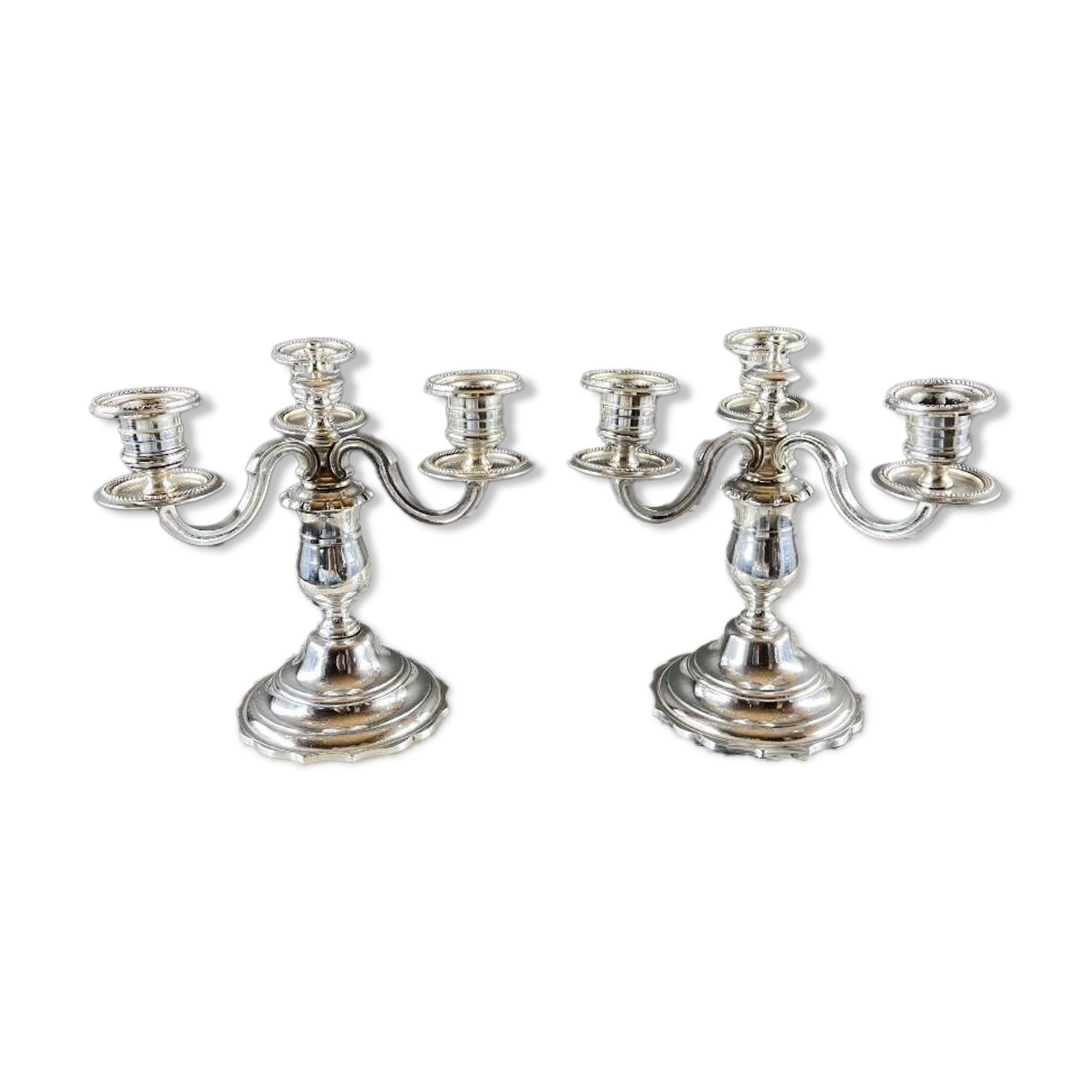 Pair of silver-plated candelabra, 20th century