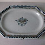 Earthenware dish of Rouen polychrome 18th wall mounting system