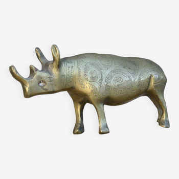 Brass rhinoceros statue