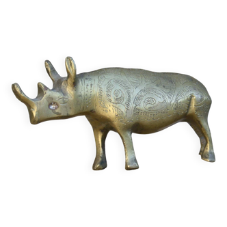 Brass rhinoceros statue