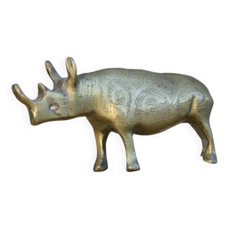 Statue de rhinocéros en laiton