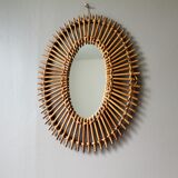 Vintage sun rattan mirror 44x61cm
