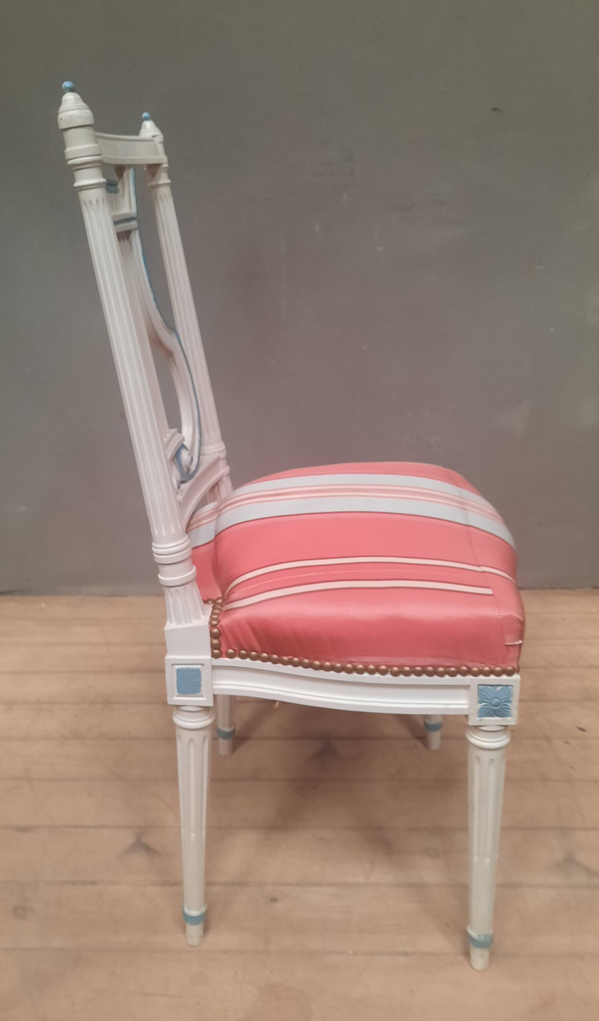 Louis XVI style lacquered chair with lyre back