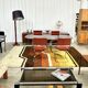 Vintage 1970s rug with wavy stripes in ochre shades — 200 × 300cm