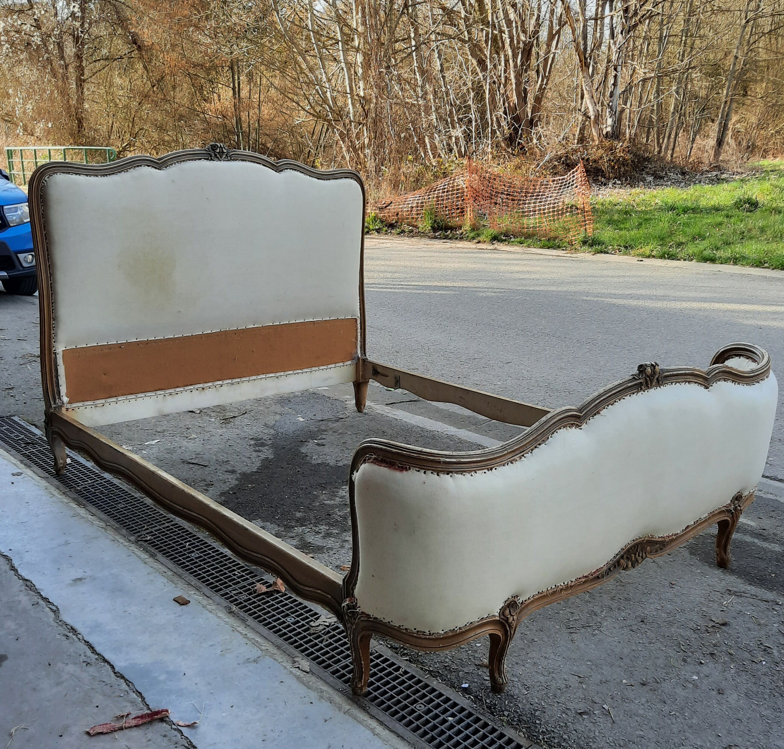 Louis XV style upholstered bed