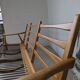 Banquette velours et bois clair, scandinave vers 1960/70