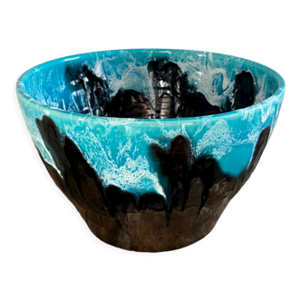 Salad bowl year 70 Vallauris electric blue