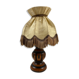 Lamp to lay wooden shade-blind fringed fabric 32cm