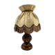 Lampe à poser pied en bois abat-jour tissu à franges 32cm
