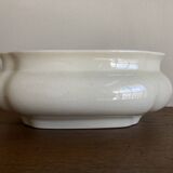 Neo-classical planter in ivory earthenware with XXL gadroons, 1950s