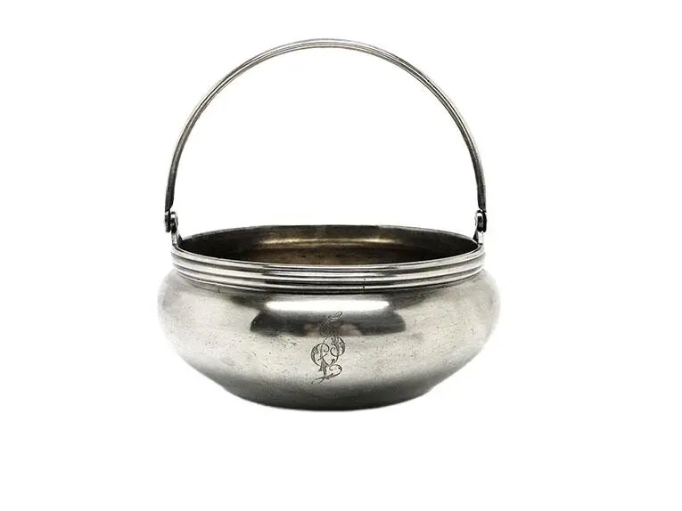 Basket sugar bowl, silver-plated brass, Germany, 1920s
