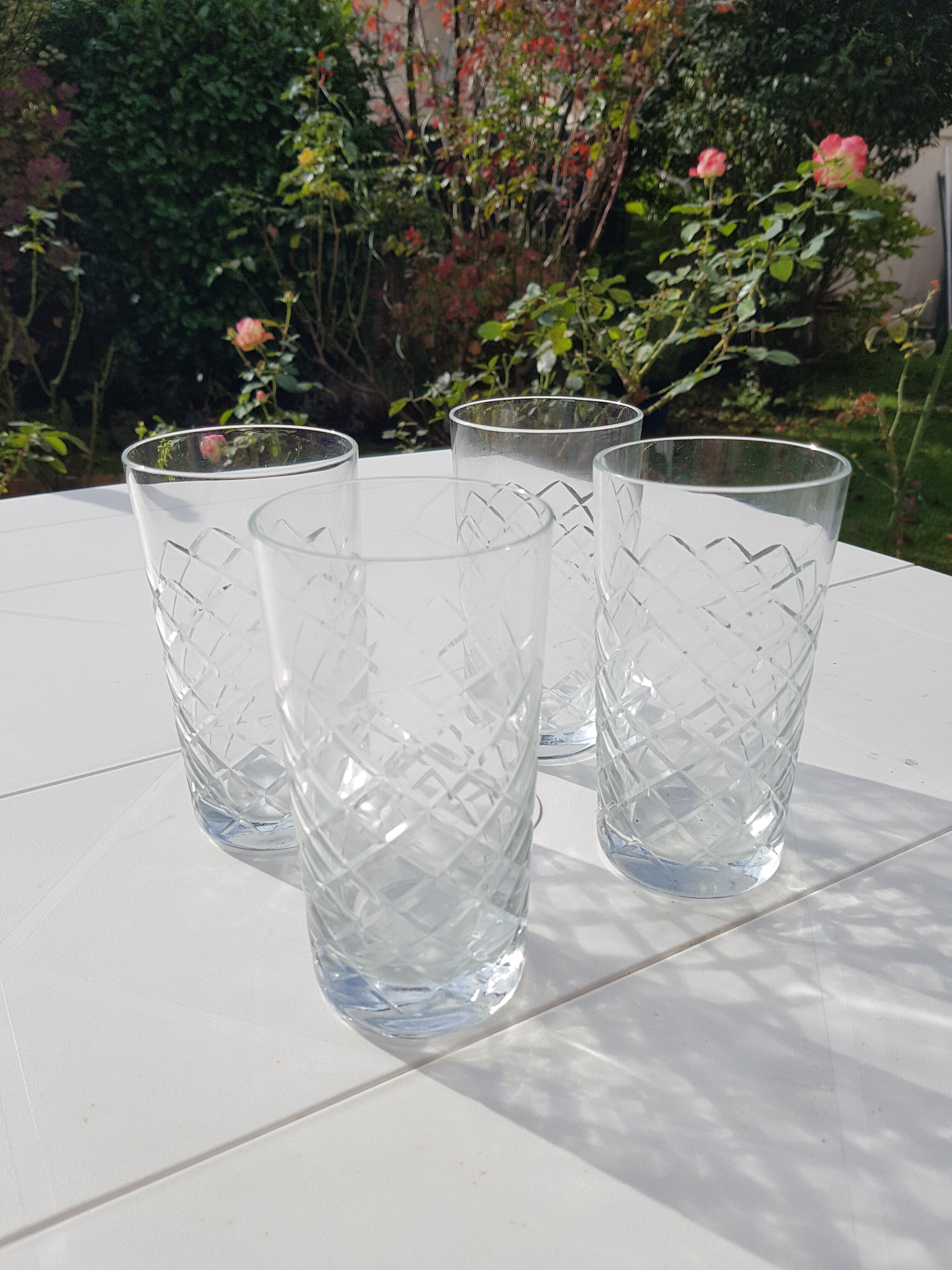 4 verres à orangeade gravés années 1960