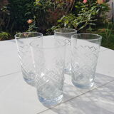 4 verres à orangeade gravés années 1960