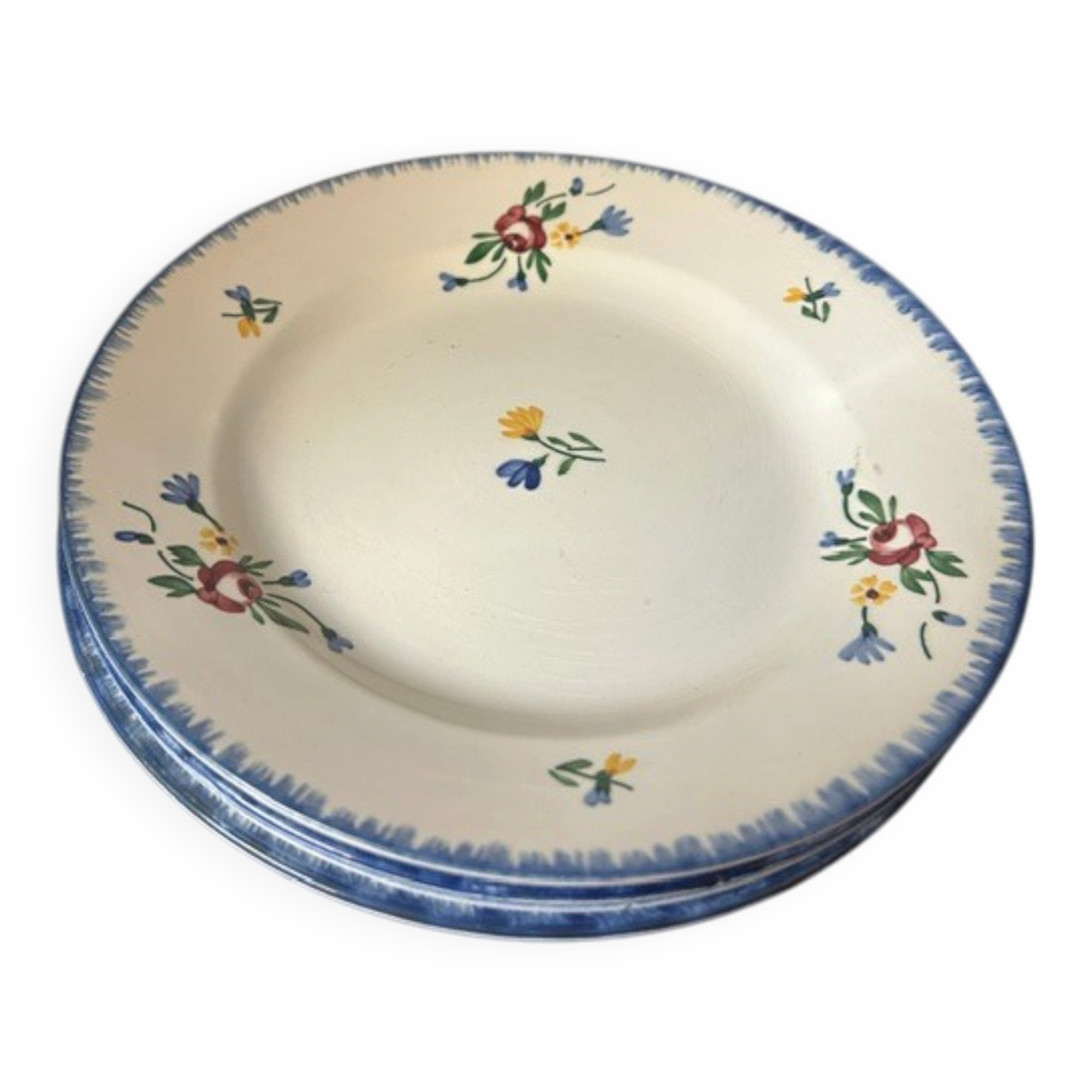 Set of 3 "didier" plates with floral decoration sarreguemines earthenware