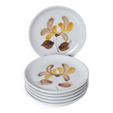 Flat plates in varnished stoneware iris pattern