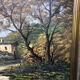 Tableau huile sur toile l. guerny vue rivière en montagne avec cadre doré