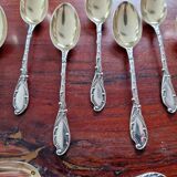 Ravinet d'Enfert: 12 small spoons in solid silver and vermeil, Rococo