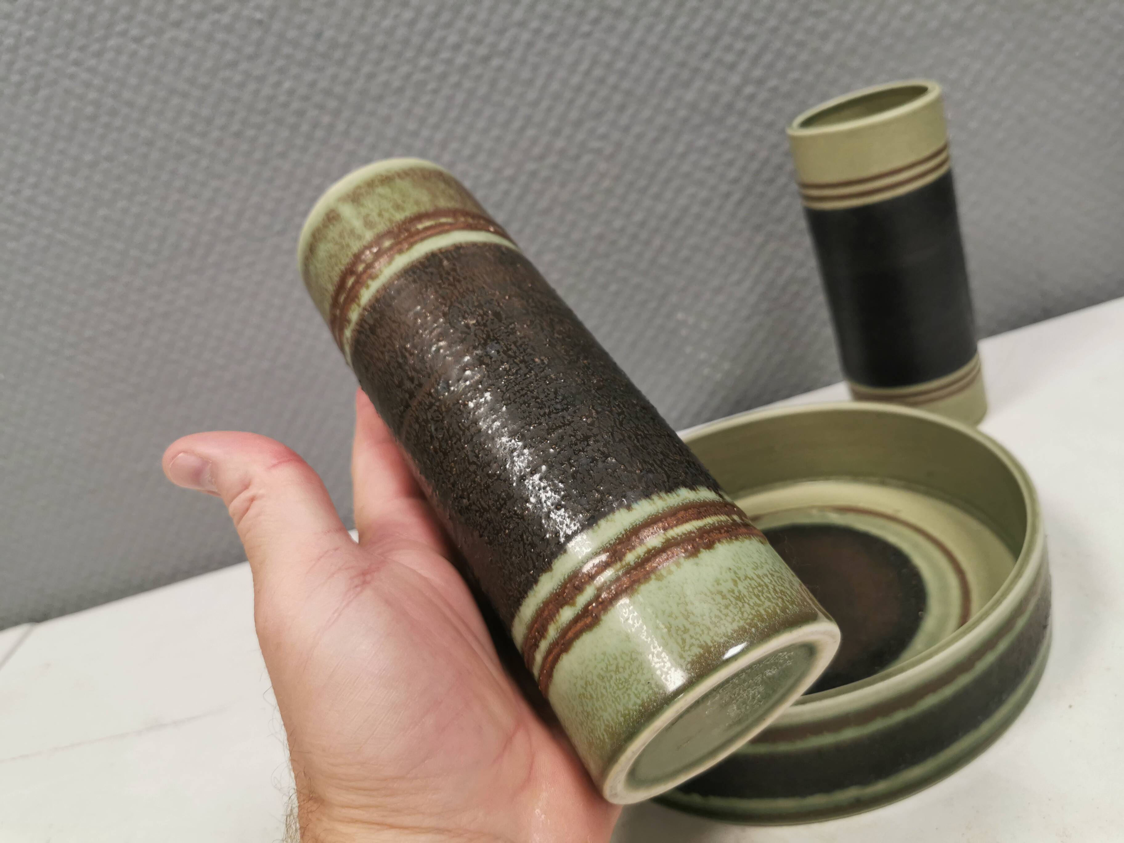 Trio of ceramics, consisting of two vases and a bowl/dish