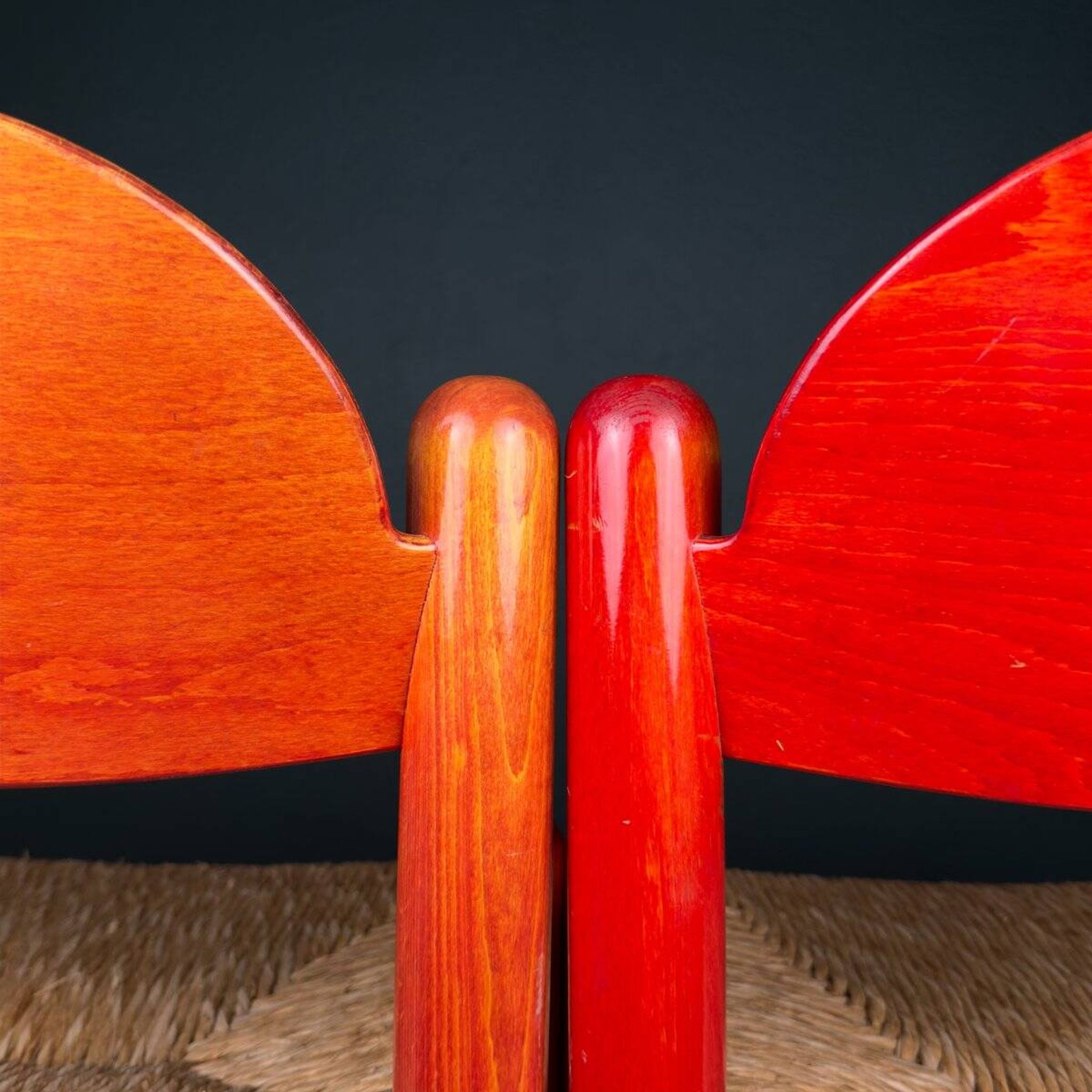 Red Padova chairs by Hank Lowenstein, Italy, 1970s, set of 2.