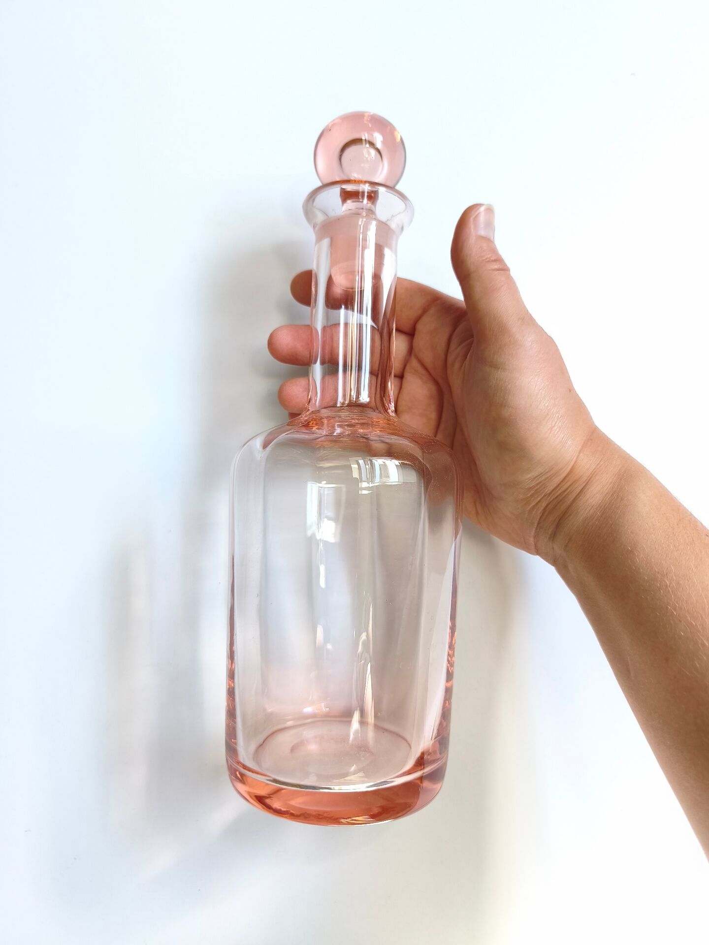 Vintage pink glass bottle