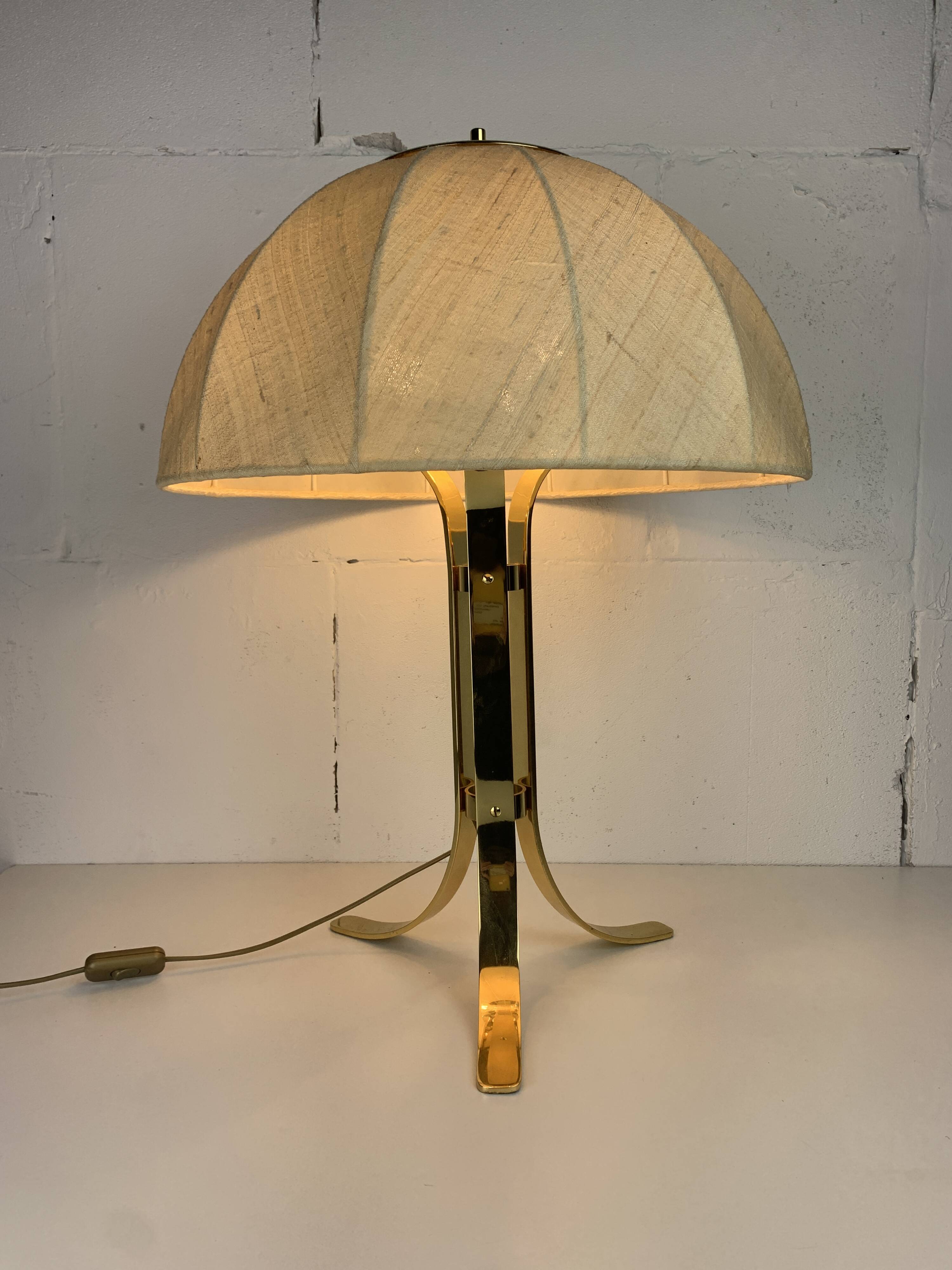 Large ( 65 cm ) midcentury brass space age mushroom table lamp, 1960s