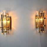 Pair of Venini wall lamps, cut glass, Murano, Italy, 1970