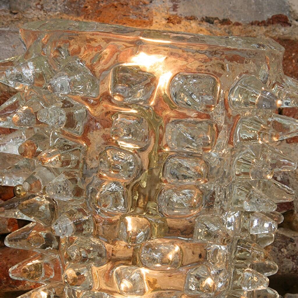 Mid-Century Modern Murano Glass Sconces with Brass, Rostrati Technique, Ita