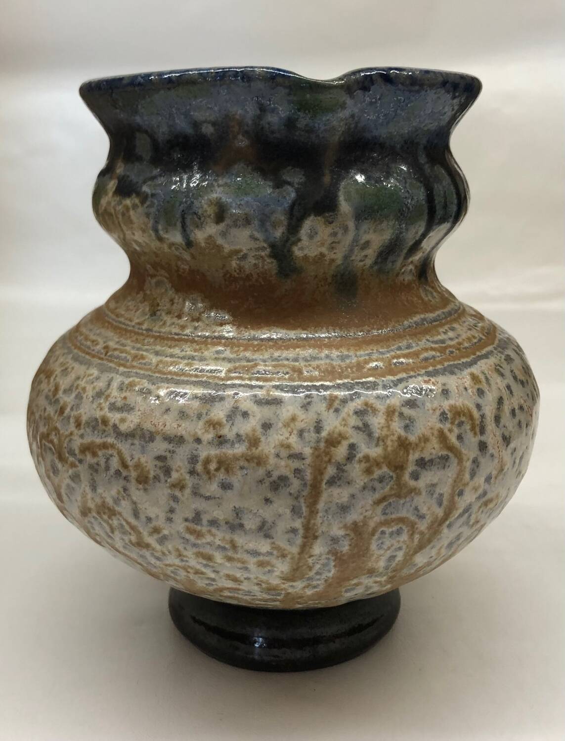 Belgian flamed salt-glazed stoneware pitcher by Pitot