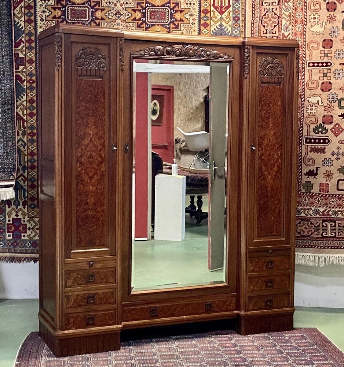 Dressing art deco walnut wardrobe