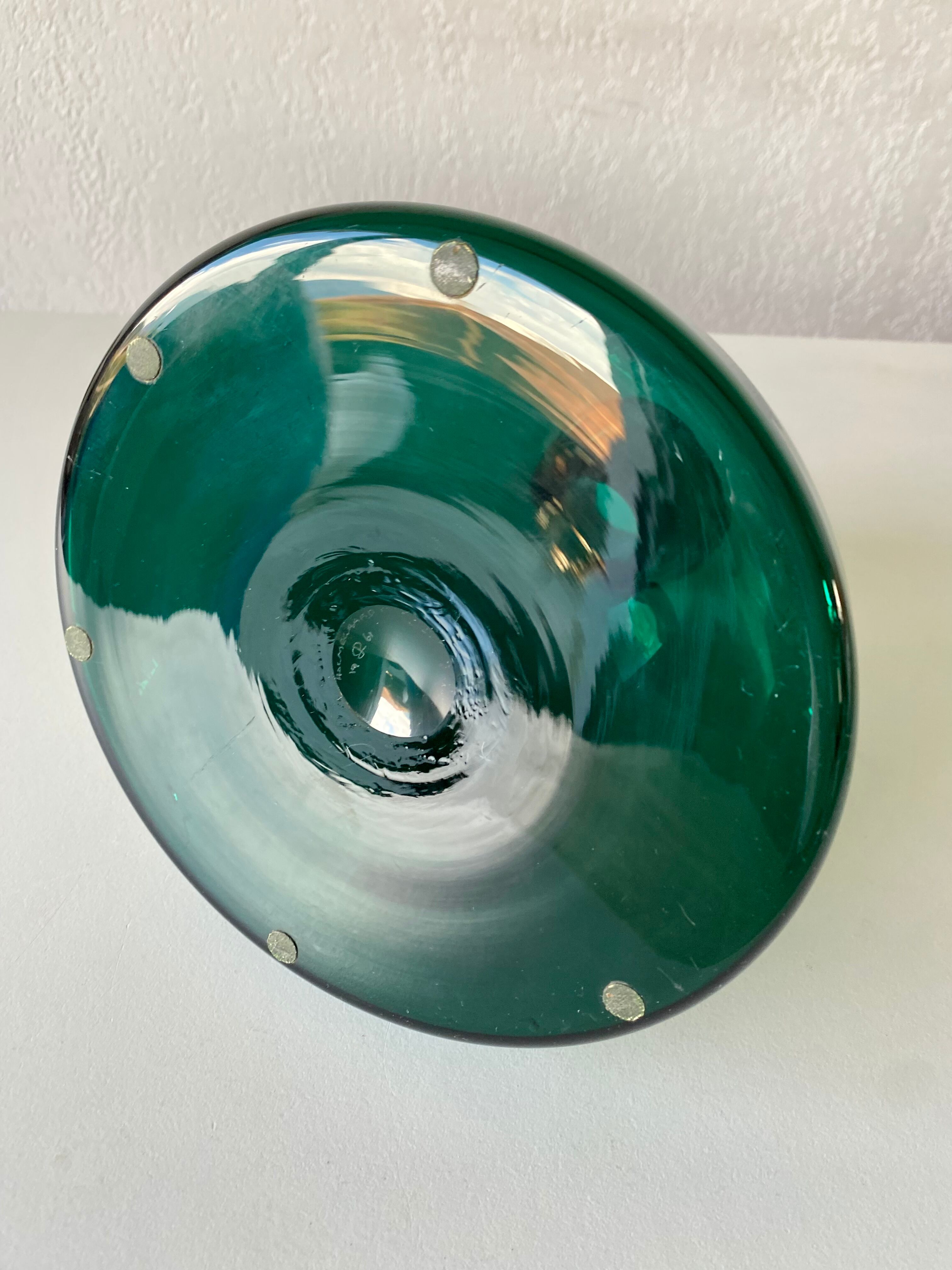 Blown glass vase signed holmegaard 1961