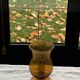 Photophore in bubble glass and hand-blown golden yellow signed vintage biot