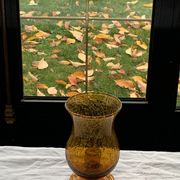 Photophore in bubble glass and hand-blown golden yellow signed vintage biot