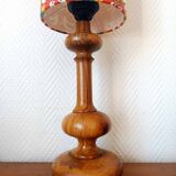 Vintage custom olive wood lamp and shade