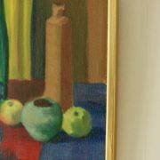 Oil on Swedish canvas "Still Life 'Bottles and Apples', Hugo Olson"