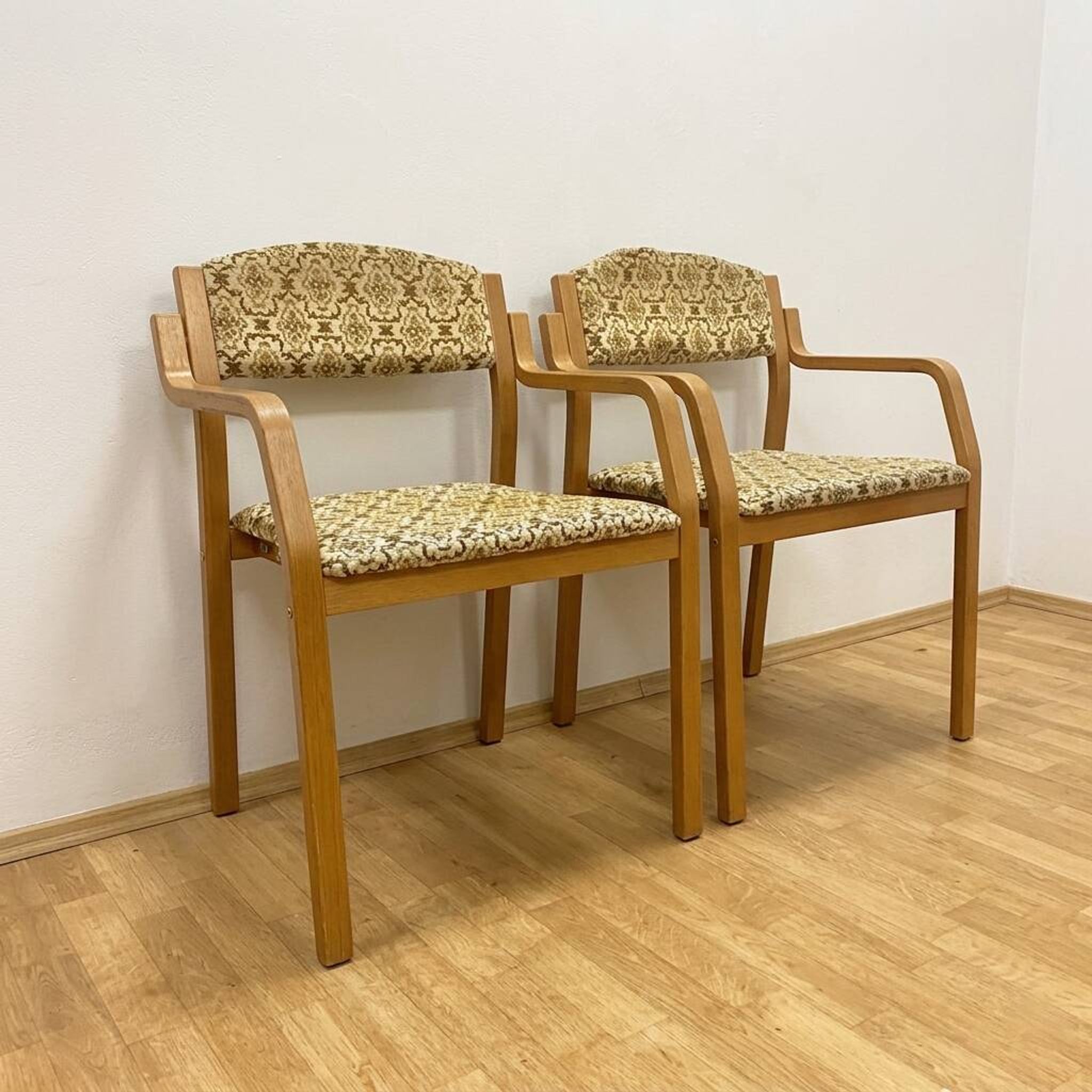 Bentwood armchairs, mid-century, upholstered, TON, 1960s, Czechoslovakia