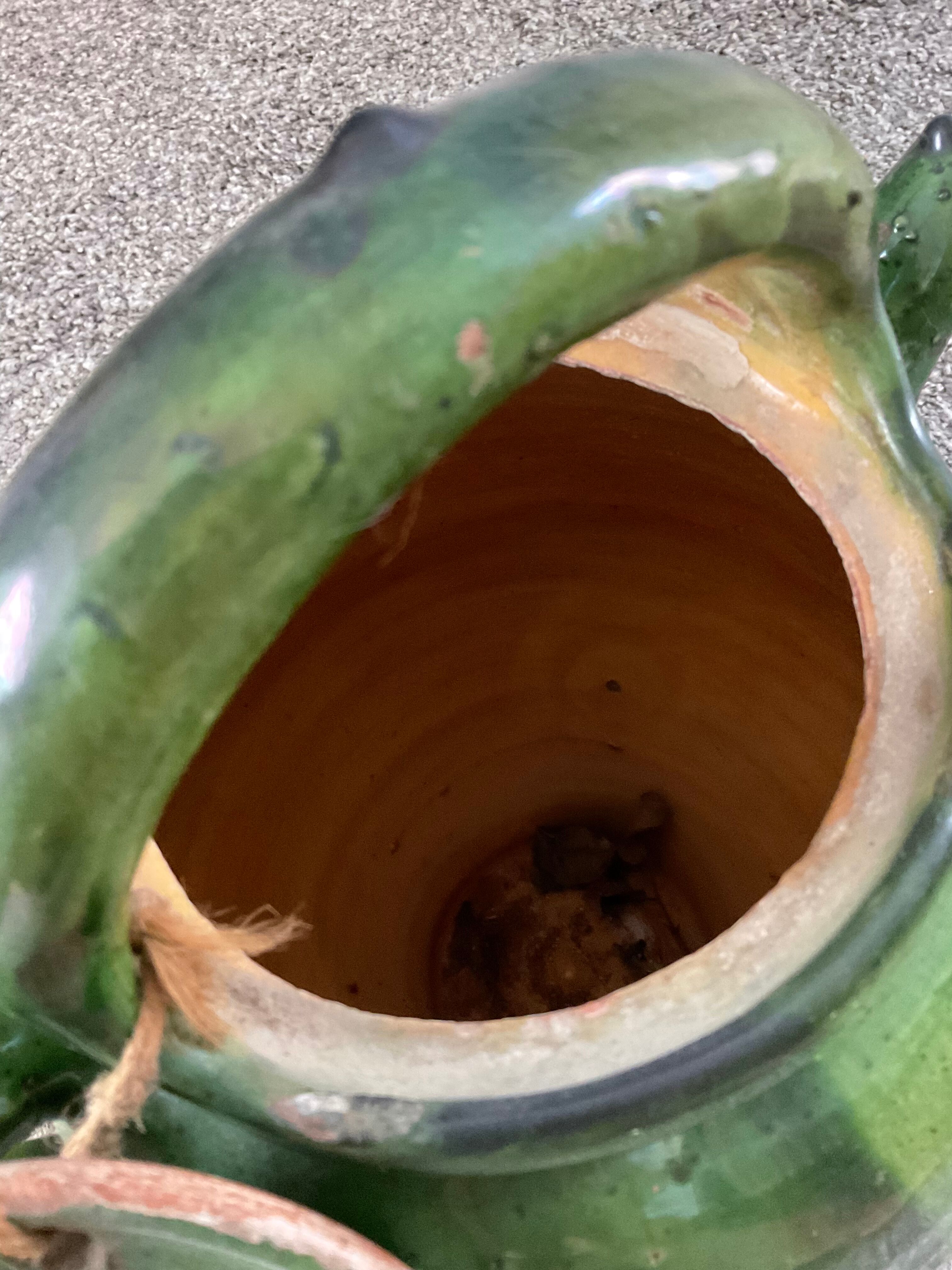 Gargoulette, chevrette, water pot. glazed terracotta.antic