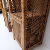 Pair of slim rattan shelves
