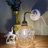 Vintage globe angled wall light in bubbled glass