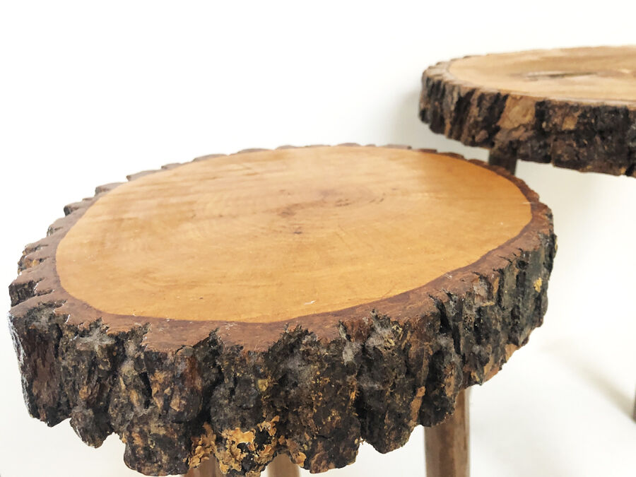 Pair of Brutalist stools, 1970s