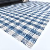 190x290cm İndigo blue kilim carpet. made with wool, Organic Wool Kilim