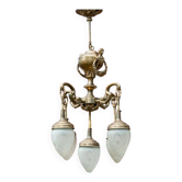 Lustre en laiton du milieu du XXe siècle, Europe occidentale