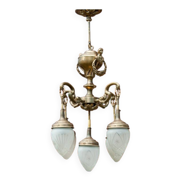 Lustre en laiton du milieu du XXe siècle, Europe occidentale