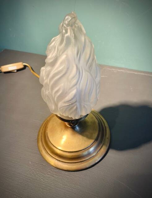 Lampe flamme Art Déco verre dépoli 1920-1930