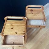 Pair of solid pine bedside tables