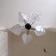 Chrome metal chandelier and glass plate
