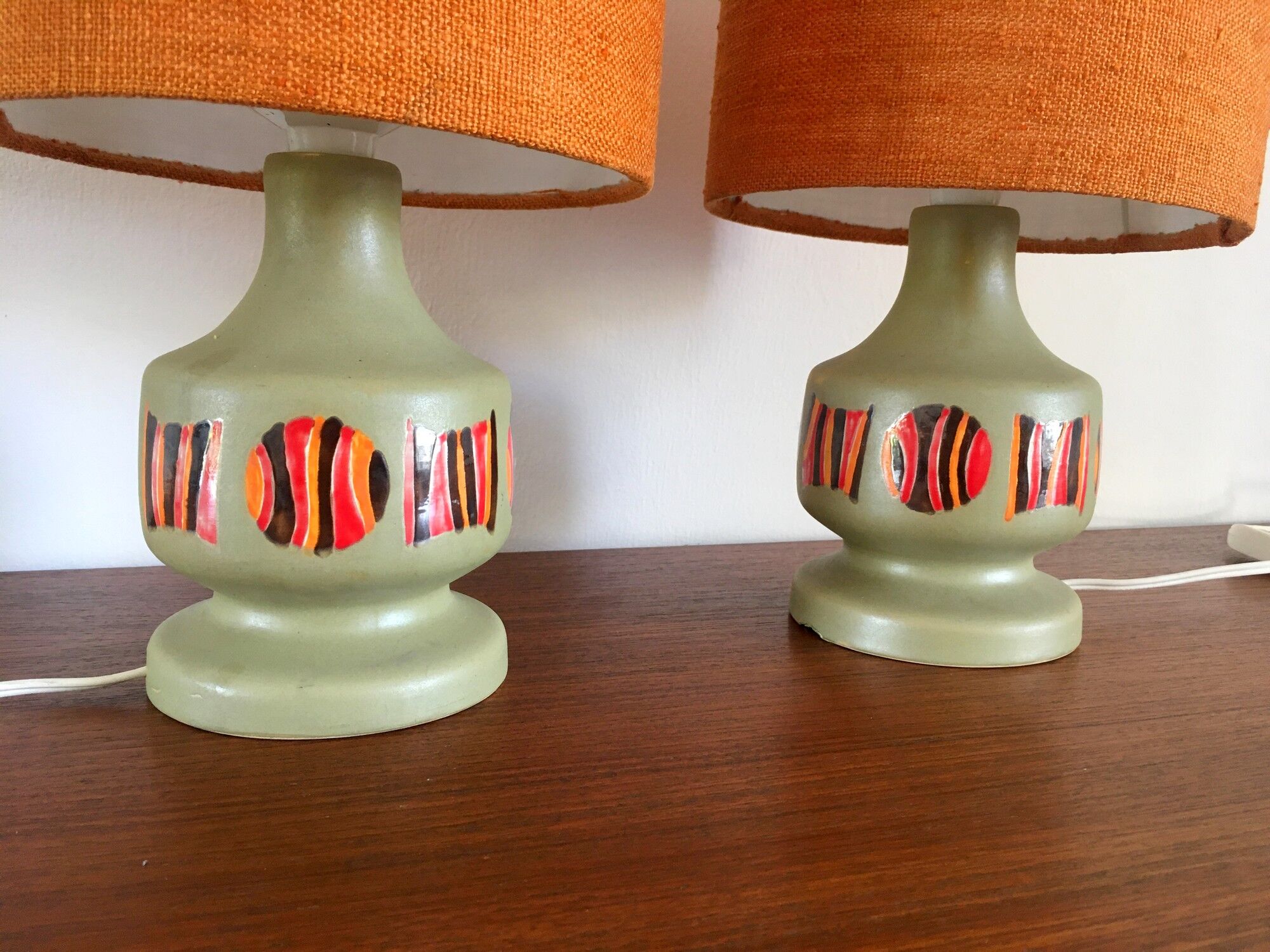 2 vintage ceramic lamps 1970