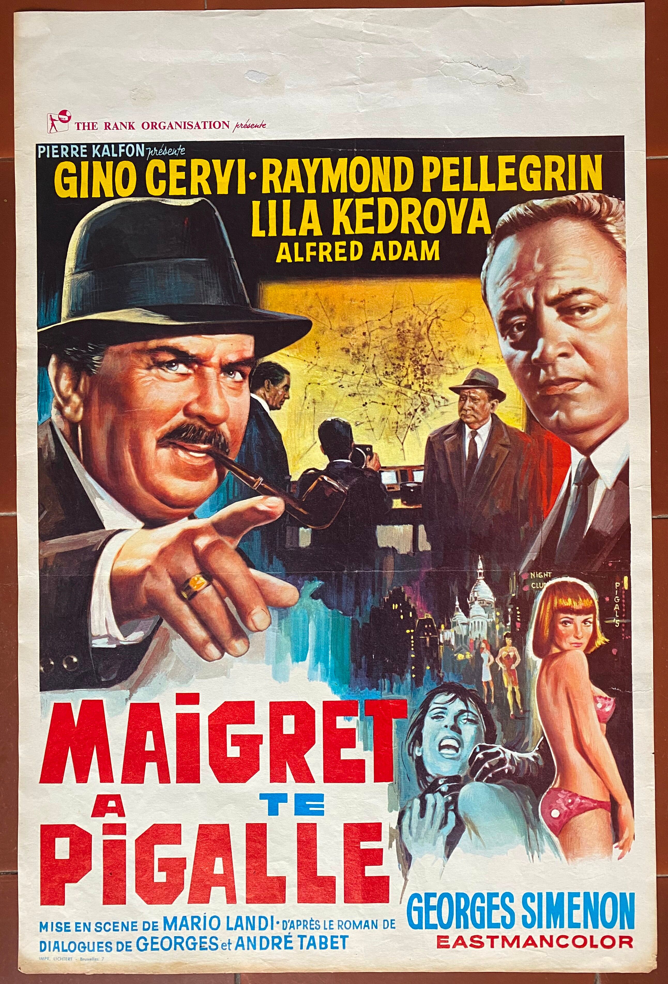 Original cinema poster "Maigret à Pigalle" Gino Cervi 35x54cm 1966