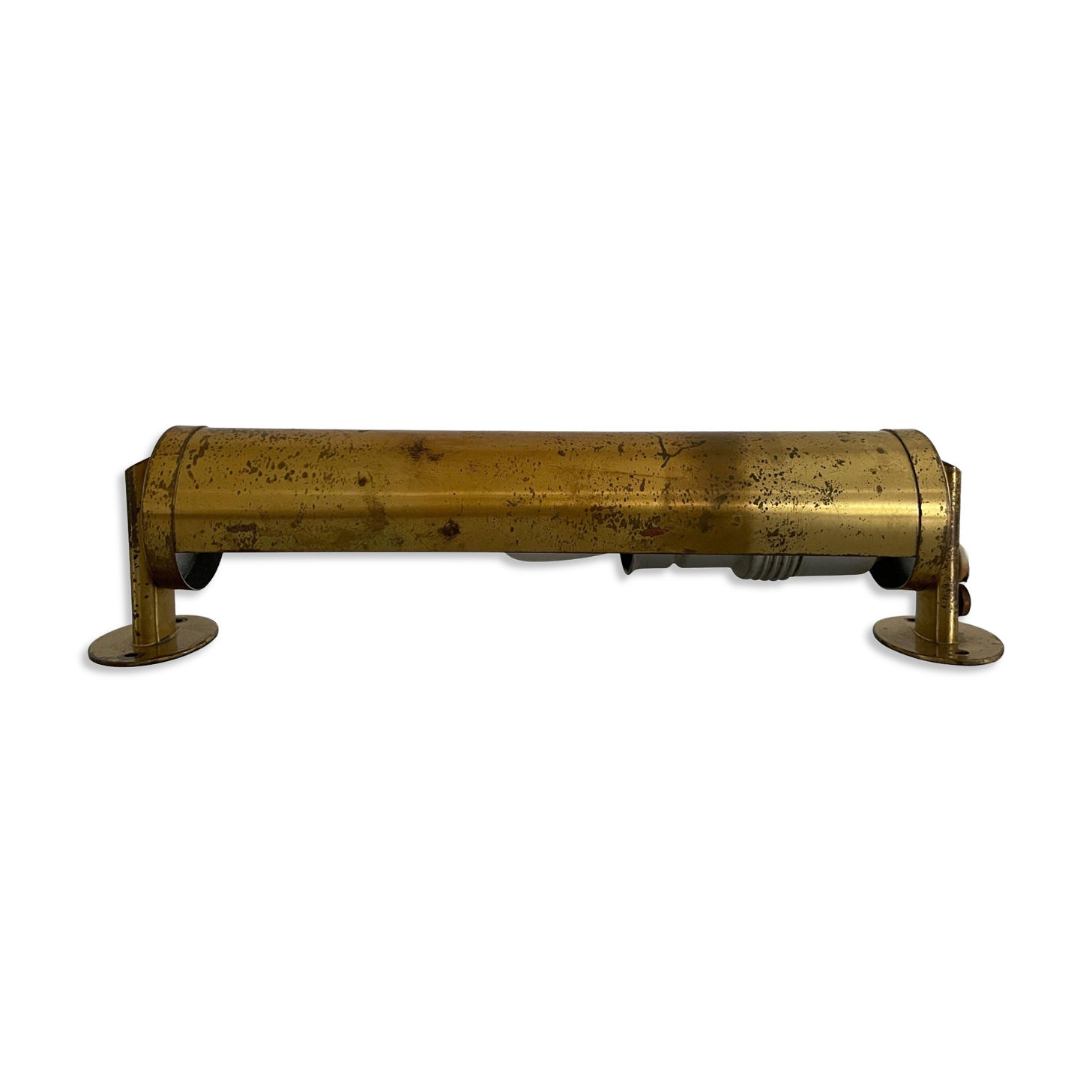 Small simple cylindrical brass wall light from the mid-century, 1950s, Germany.